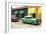 Cuba Fuerte Collection - Cuban Green and Red Taxis-Philippe Hugonnard-Framed Photographic Print