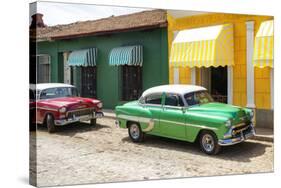 Cuba Fuerte Collection - Cuban Green and Red Taxis-Philippe Hugonnard-Stretched Canvas
