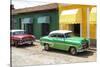 Cuba Fuerte Collection - Cuban Green and Red Taxis-Philippe Hugonnard-Stretched Canvas
