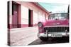 Cuba Fuerte Collection - Cuban Pink Car in the Street-Philippe Hugonnard-Stretched Canvas