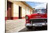 Cuba Fuerte Collection - Cuban Red Car in the Street-Philippe Hugonnard-Stretched Canvas