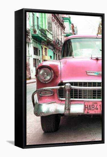 Cuba Fuerte Collection - Detail on Pink Classic Chevy-Philippe Hugonnard-Framed Stretched Canvas
