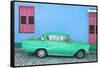 Cuba Fuerte Collection - Green Classic Car in Trinidad-Philippe Hugonnard-Framed Stretched Canvas