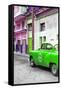 Cuba Fuerte Collection - Green Taxi Car in Havana-Philippe Hugonnard-Framed Stretched Canvas