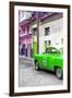 Cuba Fuerte Collection - Green Taxi Car in Havana-Philippe Hugonnard-Framed Photographic Print