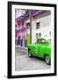 Cuba Fuerte Collection - Green Taxi Car in Havana-Philippe Hugonnard-Framed Photographic Print