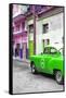 Cuba Fuerte Collection - Green Taxi Car in Havana-Philippe Hugonnard-Framed Stretched Canvas