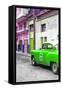 Cuba Fuerte Collection - Green Taxi Car in Havana-Philippe Hugonnard-Framed Stretched Canvas