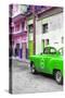 Cuba Fuerte Collection - Green Taxi Car in Havana-Philippe Hugonnard-Stretched Canvas