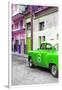 Cuba Fuerte Collection - Green Taxi Car in Havana-Philippe Hugonnard-Framed Photographic Print