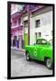 Cuba Fuerte Collection - Green Taxi Car in Havana-Philippe Hugonnard-Framed Photographic Print