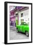 Cuba Fuerte Collection - Green Taxi Car in Havana-Philippe Hugonnard-Framed Photographic Print