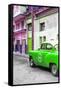 Cuba Fuerte Collection - Green Taxi Car in Havana-Philippe Hugonnard-Framed Stretched Canvas