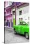 Cuba Fuerte Collection - Green Taxi Car in Havana-Philippe Hugonnard-Stretched Canvas