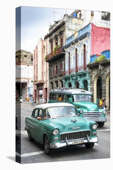 Cuba Fuerte Collection - Green Taxi Cars-Philippe Hugonnard-Stretched Canvas