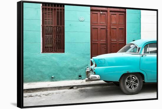 Cuba Fuerte Collection - Havana 109 Street Turquoise-Philippe Hugonnard-Framed Stretched Canvas