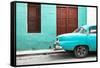 Cuba Fuerte Collection - Havana 109 Street Turquoise-Philippe Hugonnard-Framed Stretched Canvas