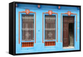 Cuba Fuerte Collection - Havana Blue Façade-Philippe Hugonnard-Framed Stretched Canvas