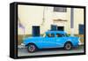 Cuba Fuerte Collection - Havana Classic American Blue Car-Philippe Hugonnard-Framed Stretched Canvas