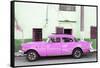 Cuba Fuerte Collection - Havana Classic American Hot Pink Car-Philippe Hugonnard-Framed Stretched Canvas