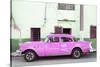 Cuba Fuerte Collection - Havana Classic American Hot Pink Car-Philippe Hugonnard-Stretched Canvas