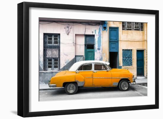 Cuba Fuerte Collection - Havana's Orange Vintage Car-Philippe Hugonnard-Framed Photographic Print