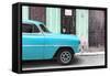 Cuba Fuerte Collection - Havana Turquoise Car-Philippe Hugonnard-Framed Stretched Canvas