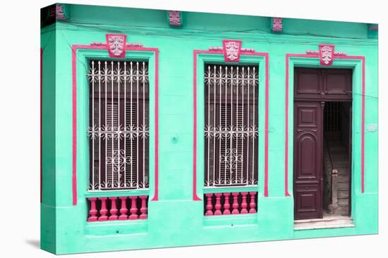 Cuba Fuerte Collection - Havana Turquoise Façade-Philippe Hugonnard-Stretched Canvas