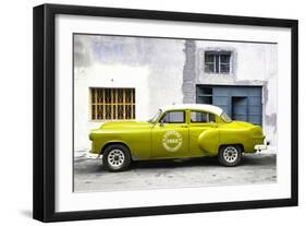 Cuba Fuerte Collection - Lime Green Pontiac 1953 Original Classic Car-Philippe Hugonnard-Framed Photographic Print