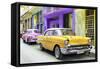 Cuba Fuerte Collection - Old Cars Chevrolet Yellow and Pink-Philippe Hugonnard-Framed Stretched Canvas