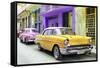 Cuba Fuerte Collection - Old Cars Chevrolet Yellow and Pink-Philippe Hugonnard-Framed Stretched Canvas