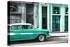 Cuba Fuerte Collection - Old Classic American Green Car-Philippe Hugonnard-Stretched Canvas