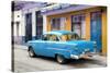 Cuba Fuerte Collection - Old Cuban Blue Car-Philippe Hugonnard-Stretched Canvas