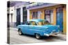 Cuba Fuerte Collection - Old Cuban Blue Car-Philippe Hugonnard-Stretched Canvas