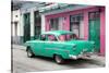 Cuba Fuerte Collection - Old Cuban Coral Green Car-Philippe Hugonnard-Stretched Canvas