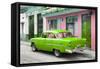 Cuba Fuerte Collection - Old Cuban Green Car-Philippe Hugonnard-Framed Stretched Canvas