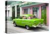 Cuba Fuerte Collection - Old Cuban Green Car-Philippe Hugonnard-Stretched Canvas