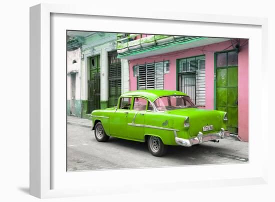 Cuba Fuerte Collection - Old Cuban Green Car-Philippe Hugonnard-Framed Photographic Print