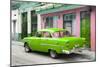 Cuba Fuerte Collection - Old Cuban Green Car-Philippe Hugonnard-Mounted Photographic Print