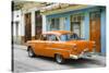 Cuba Fuerte Collection - Old Cuban Orange Car-Philippe Hugonnard-Stretched Canvas
