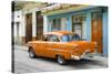 Cuba Fuerte Collection - Old Cuban Orange Car-Philippe Hugonnard-Stretched Canvas