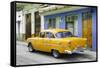 Cuba Fuerte Collection - Old Cuban Yellow Car-Philippe Hugonnard-Framed Stretched Canvas