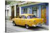 Cuba Fuerte Collection - Old Cuban Yellow Car-Philippe Hugonnard-Stretched Canvas