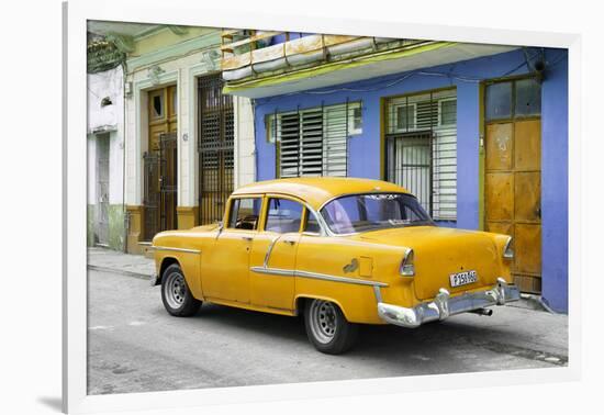 Cuba Fuerte Collection - Old Cuban Yellow Car-Philippe Hugonnard-Framed Photographic Print