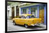 Cuba Fuerte Collection - Old Cuban Yellow Car-Philippe Hugonnard-Framed Photographic Print