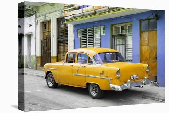 Cuba Fuerte Collection - Old Cuban Yellow Car-Philippe Hugonnard-Stretched Canvas