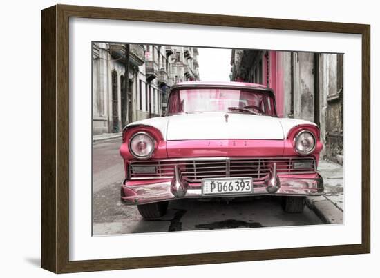 Cuba Fuerte Collection - Old Ford Pink Car-Philippe Hugonnard-Framed Photographic Print