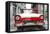 Cuba Fuerte Collection - Old Ford Red Car-Philippe Hugonnard-Framed Stretched Canvas