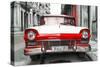 Cuba Fuerte Collection - Old Ford Red Car-Philippe Hugonnard-Stretched Canvas