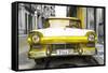 Cuba Fuerte Collection - Old Ford Yellow Car-Philippe Hugonnard-Framed Stretched Canvas